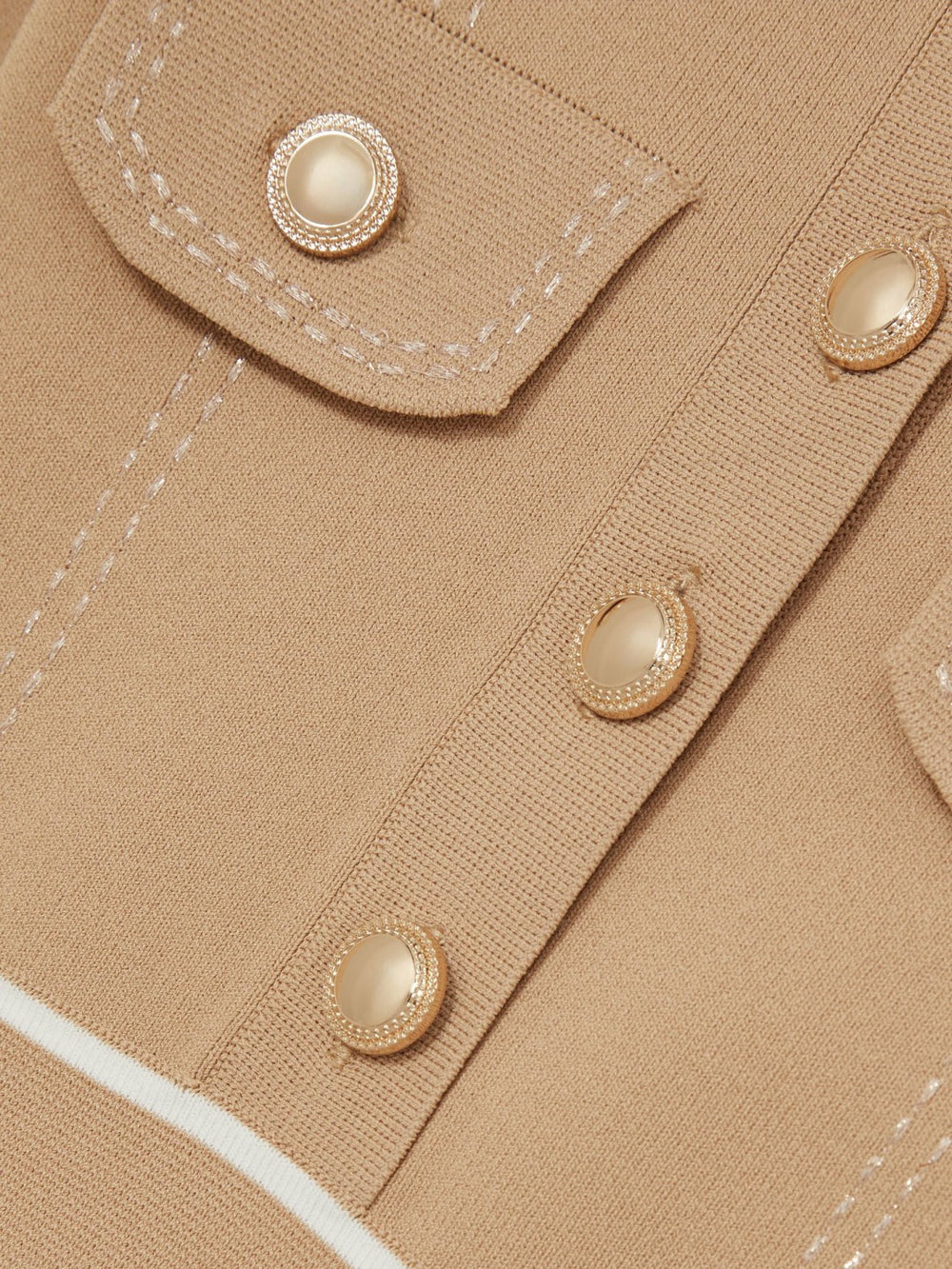 9-13 yrs Button-Detail Stripe Knitted Dress Camel | Children