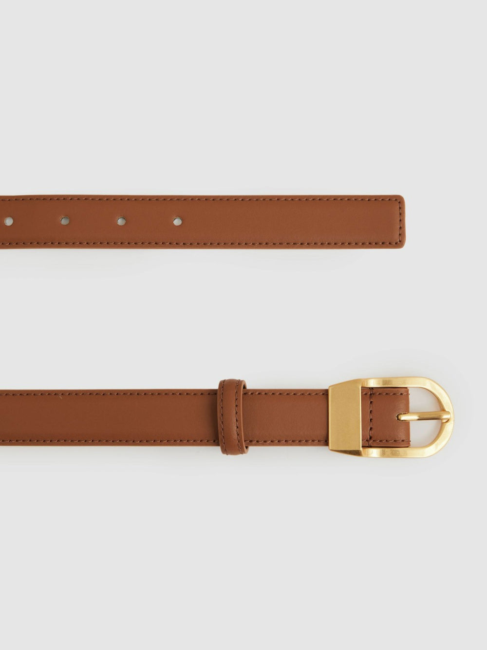Leather Curved-Buckle Belt Tan | Womens