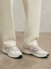 Panelled Running Trainers Off White/Stone | Mens