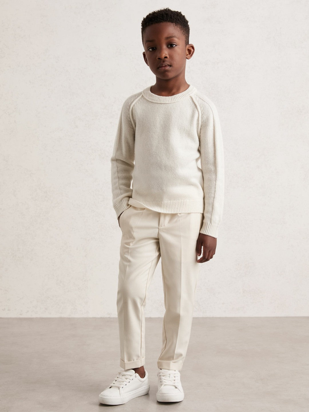 9-13 yrs Wool-Cashmere Reverse-Seam Jumper Off White | Children