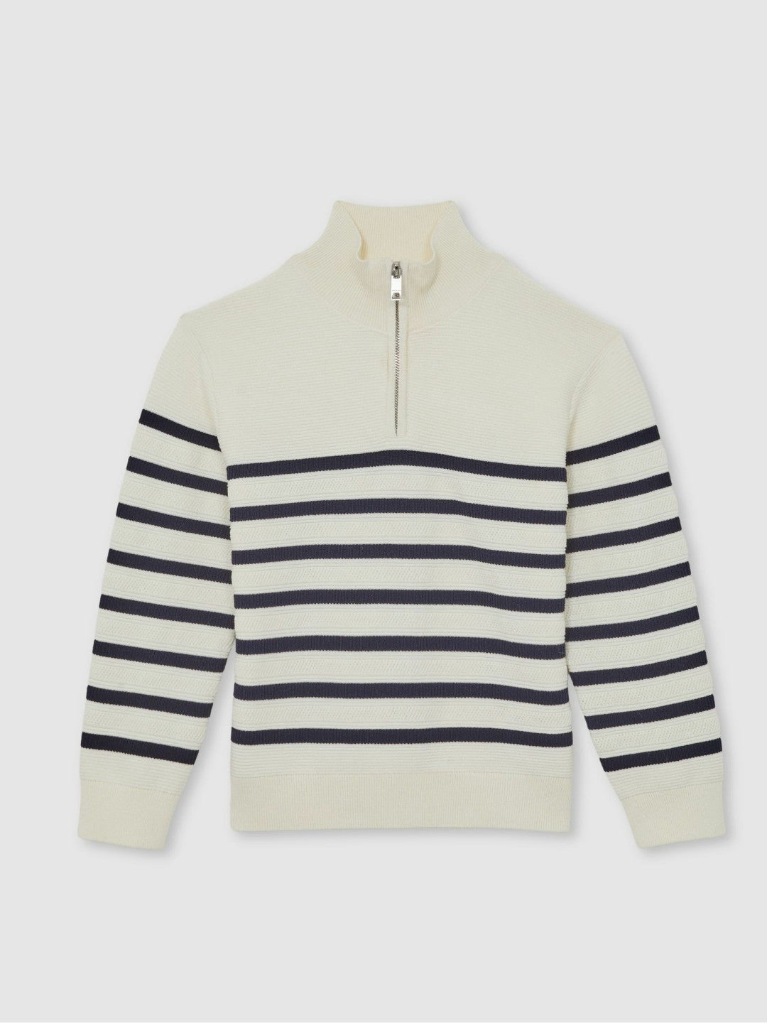 9-13 yrs Cotton-Blend Stripe Half-Zip Jumper White | Children