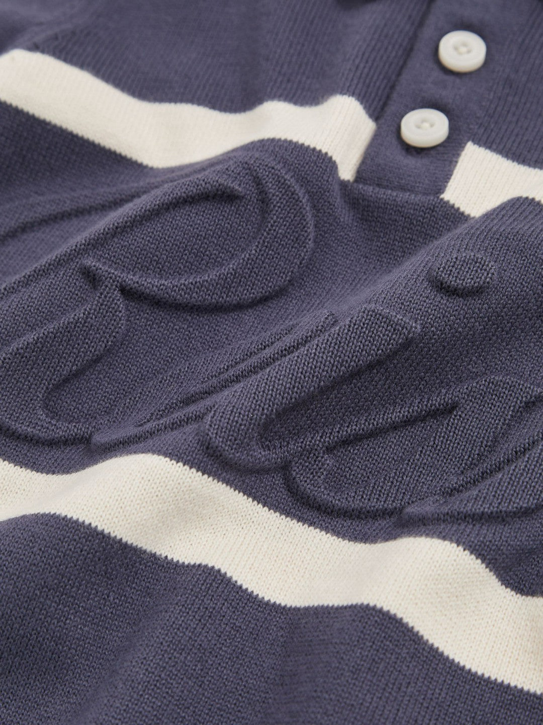 3-9 yrs Cotton Logo-Embossed Knit Polo Shirt Indigo Blue/White | Children