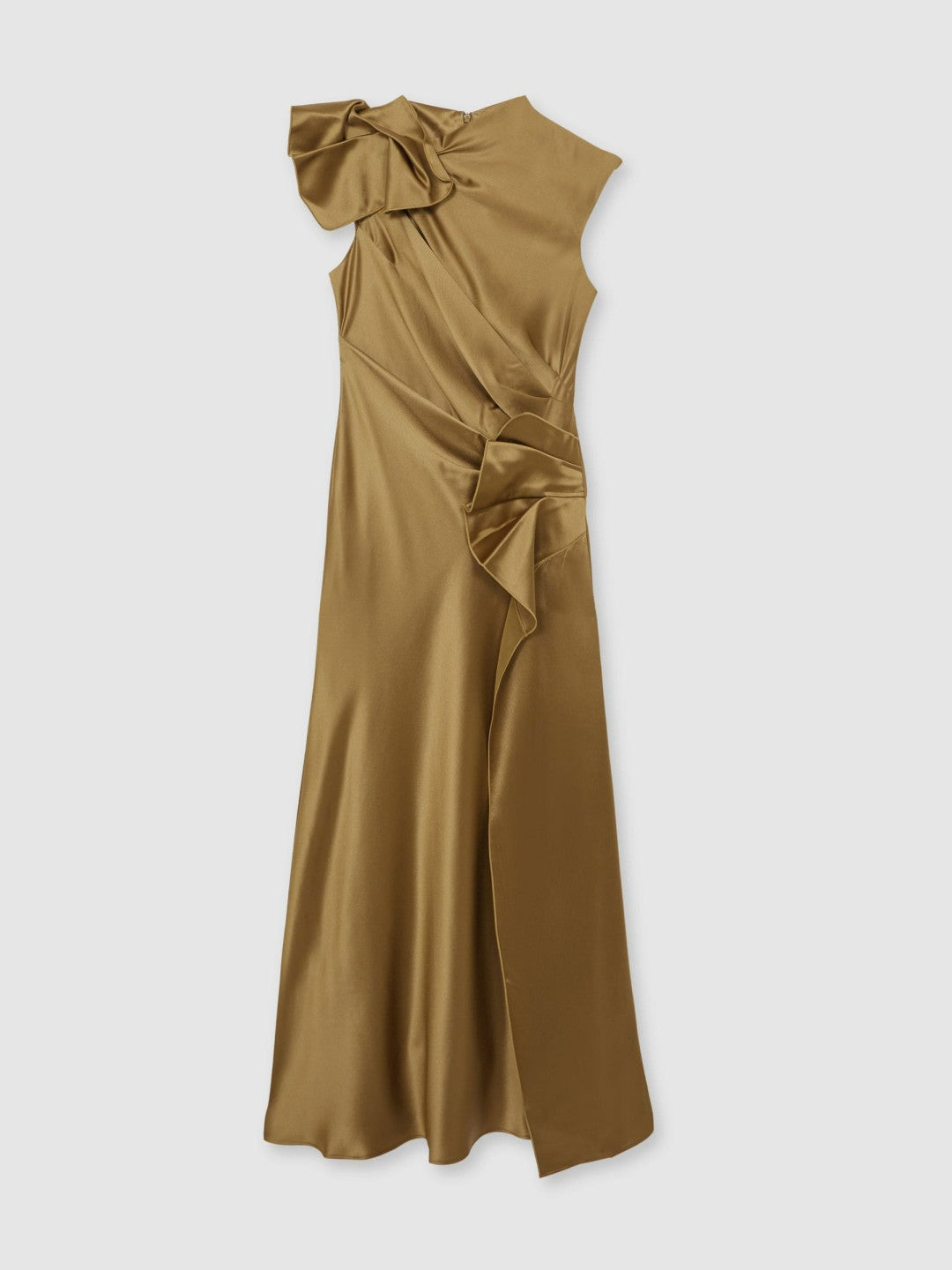 Acler Draped Satin Midi Dress Gold Moss | Womens