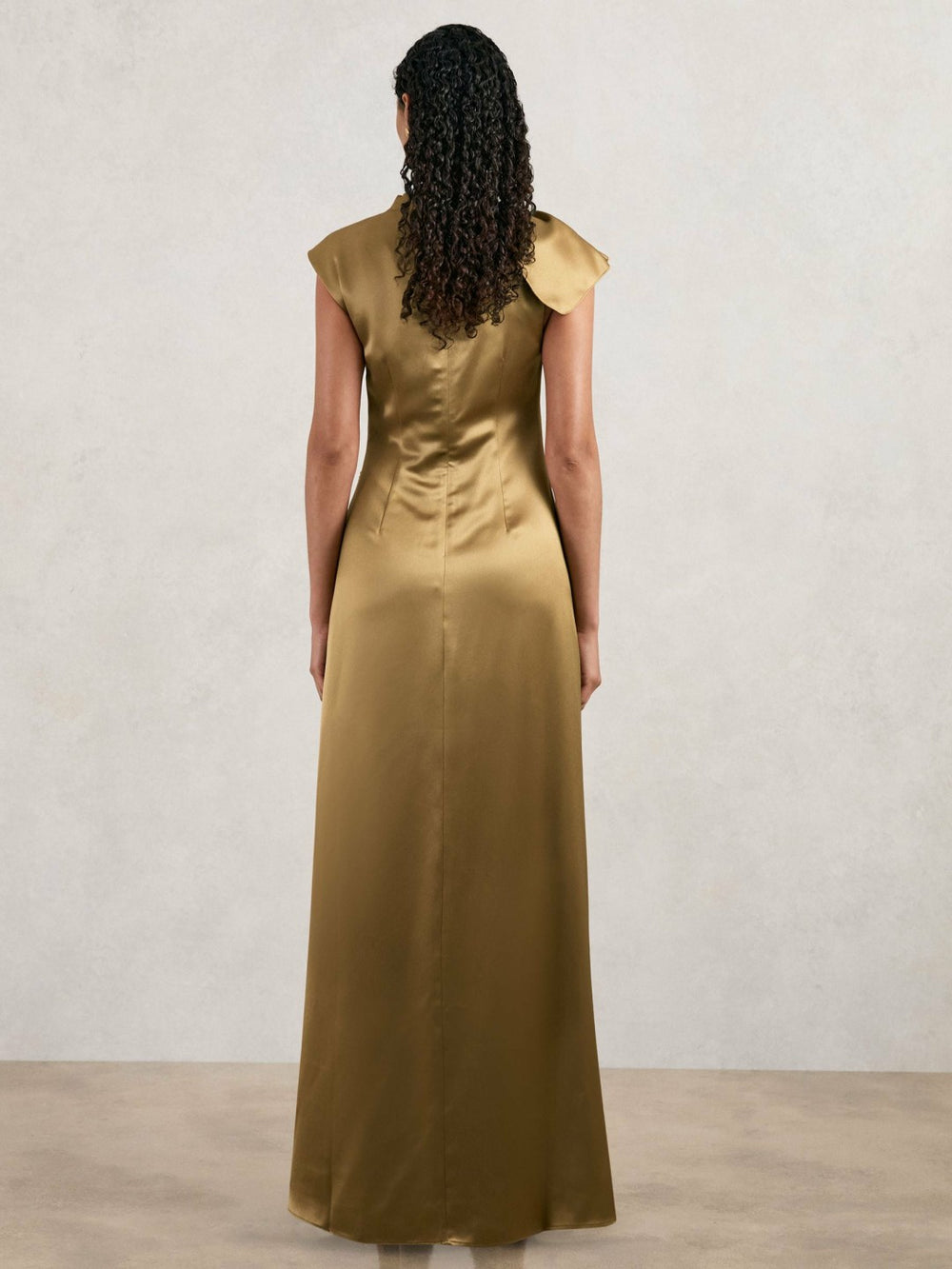 Acler Draped Satin Midi Dress Gold Moss | Womens
