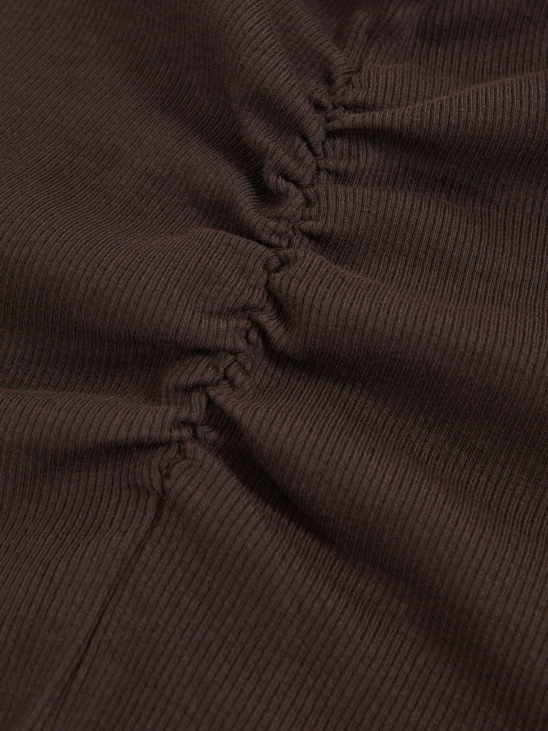 13-14 yrs Cotton Ruched Long-Sleeve T-Shirt with Stretch Chocolate | Children