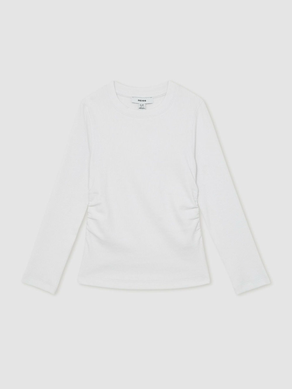 4-9 yrs Cotton Ruched Long-Sleeve T-Shirt with Stretch Ivory | Children