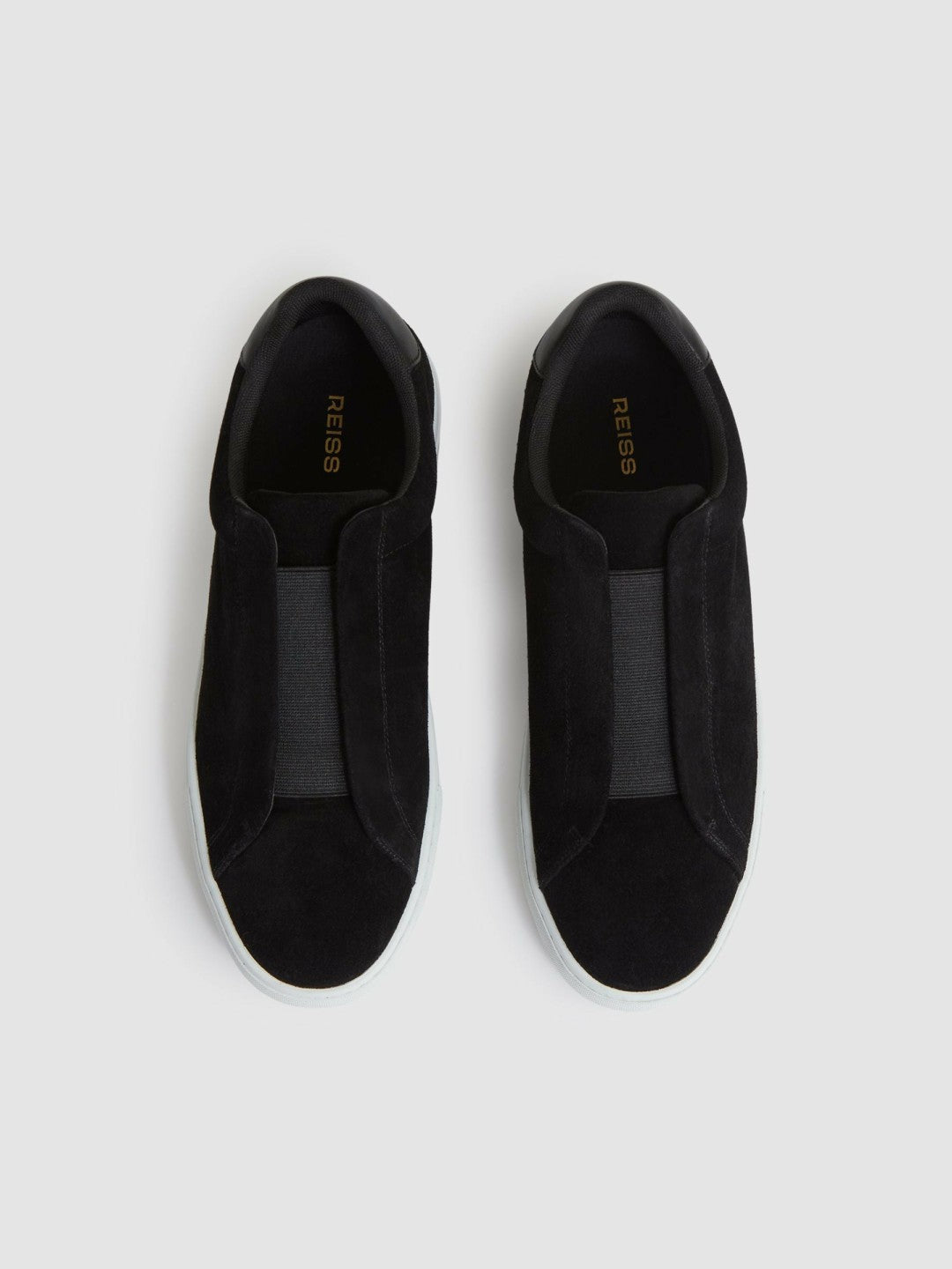 Suede Slip-On Elasticated Trainers Black | Mens