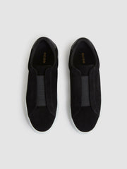 Suede Slip-On Elasticated Trainers Black | Mens