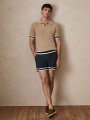 | Ché Cotton Knit Polo Shirt Camel Brown | Mens