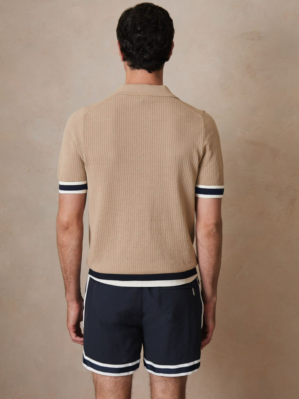 | Ché Cotton Knit Polo Shirt Camel Brown | Mens