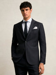 Slim-Fit Wool Single Breasted Check Suit Blazer Navy | Mens