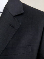 Slim-Fit Wool Single Breasted Check Suit Blazer Navy | Mens