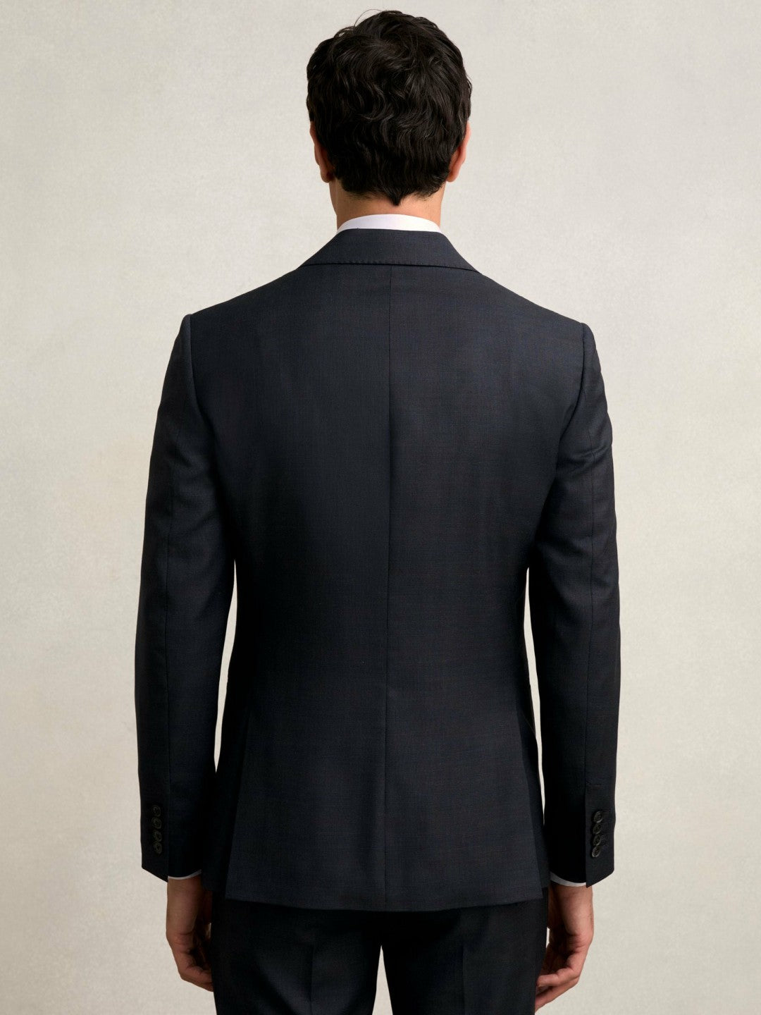 Slim-Fit Wool Single Breasted Check Suit Blazer Navy | Mens