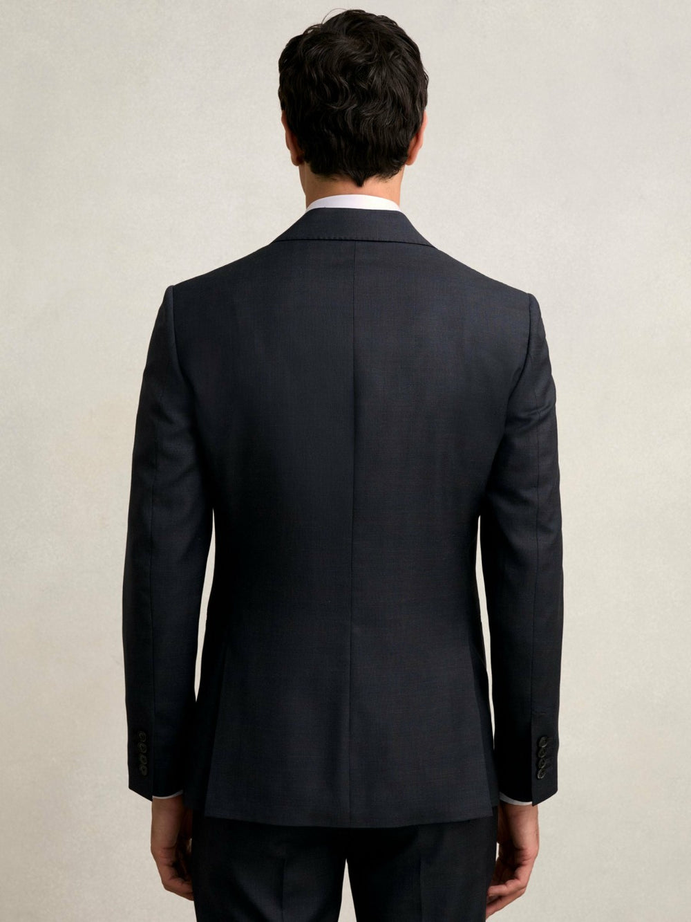 Slim-Fit Wool Single Breasted Check Suit Blazer Navy | Mens
