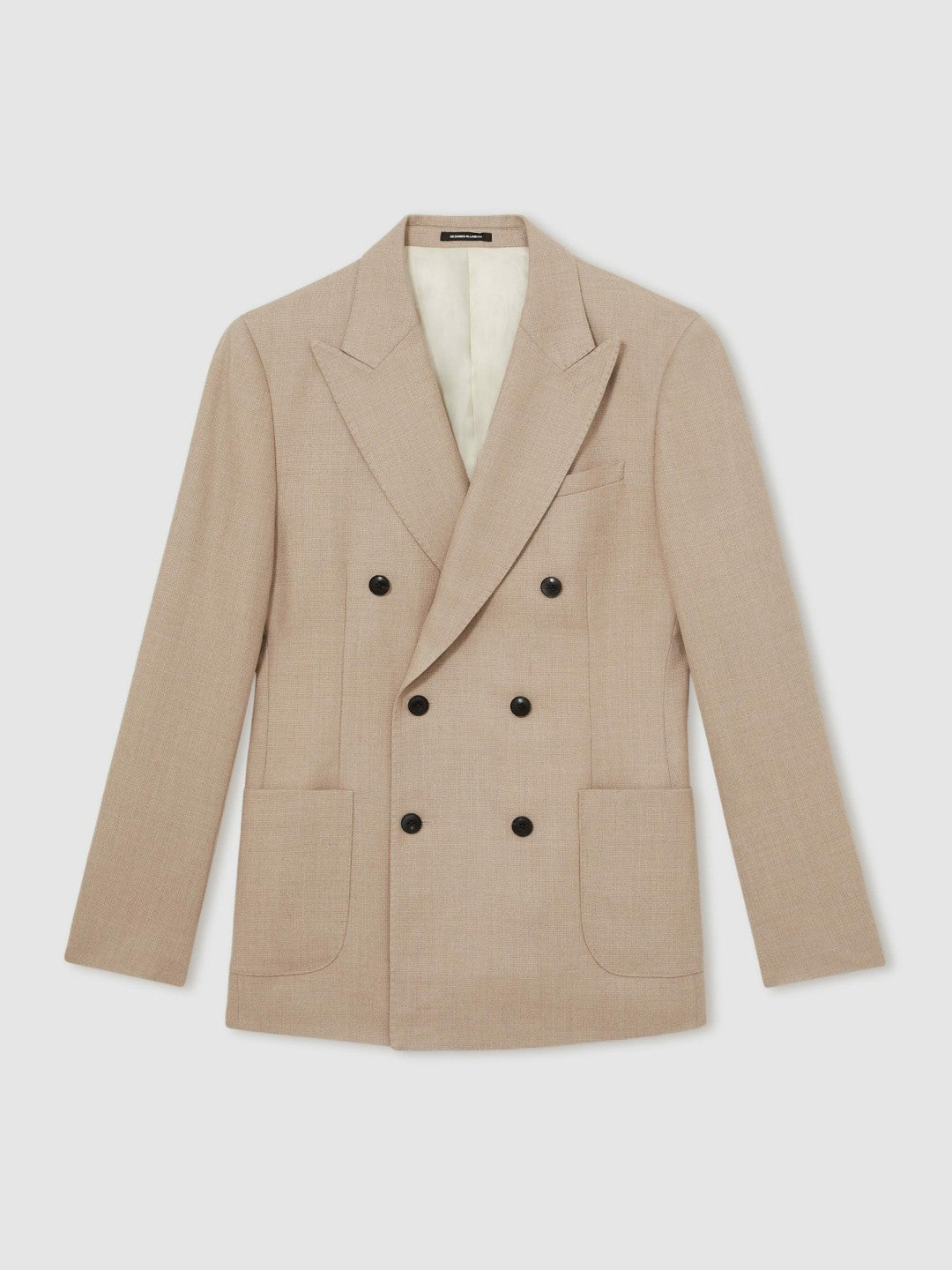 Slim-Fit Wool-Blend Double-Breasted Suit Blazer Oatmeal Brown | Mens