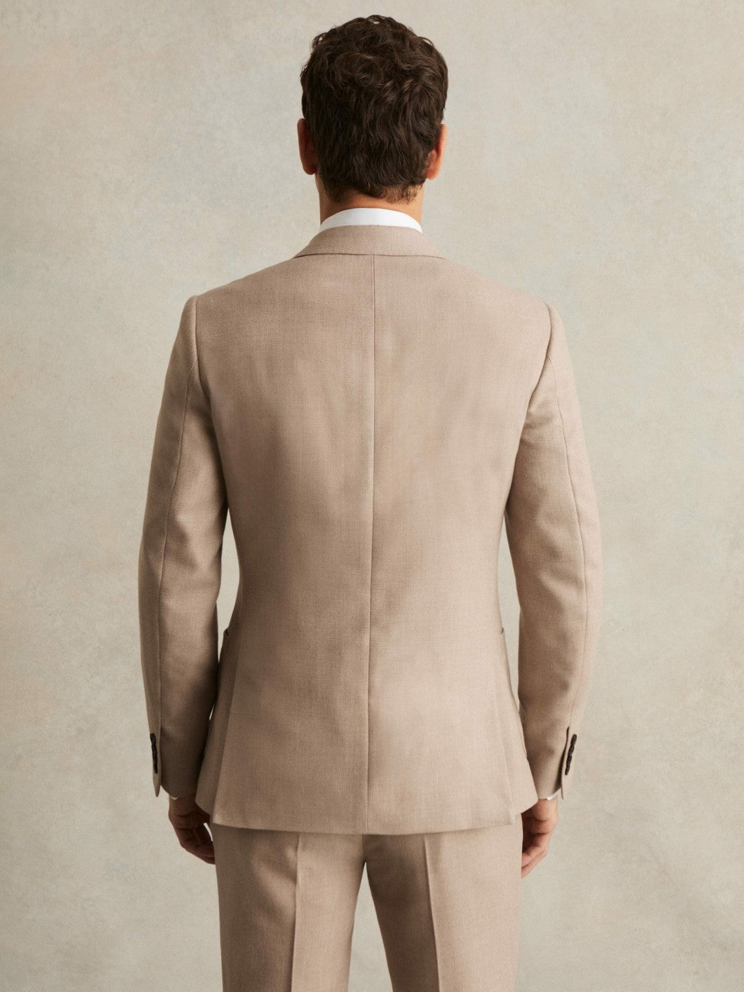 Slim-Fit Wool-Blend Double-Breasted Suit Blazer Oatmeal Brown | Mens