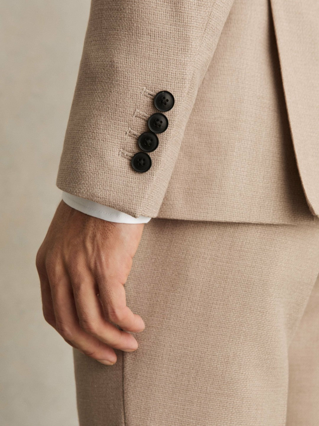 Slim-Fit Wool-Blend Double-Breasted Suit Blazer Oatmeal Brown | Mens