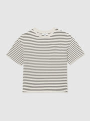 13-14 yrs Cotton-Blend Stripe T-Shirt White/Navy | Children