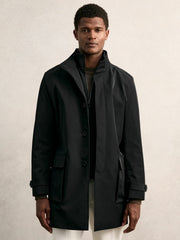 Hybrid Removable-Gilet Overcoat Black | Mens