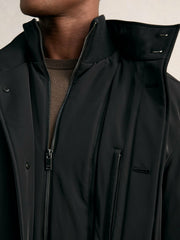 Hybrid Removable-Gilet Overcoat Black | Mens