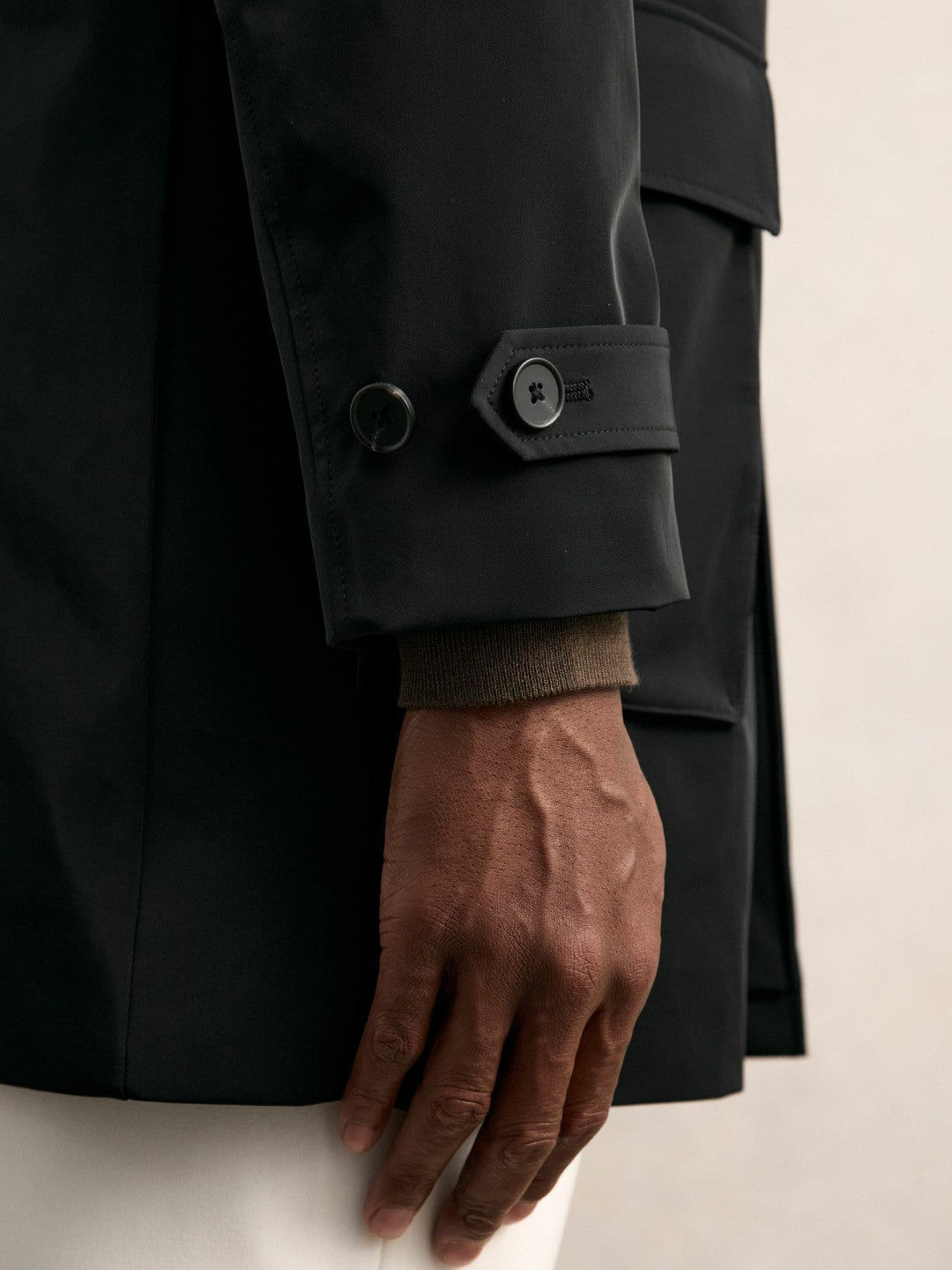 Hybrid Removable-Gilet Overcoat Black | Mens