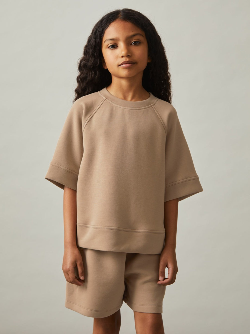 9-13 yrs Modal-Blend Sweatshirt And Shorts Set Mink | Children