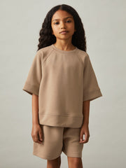 9-13 yrs Modal-Blend Sweatshirt And Shorts Set Mink | Children