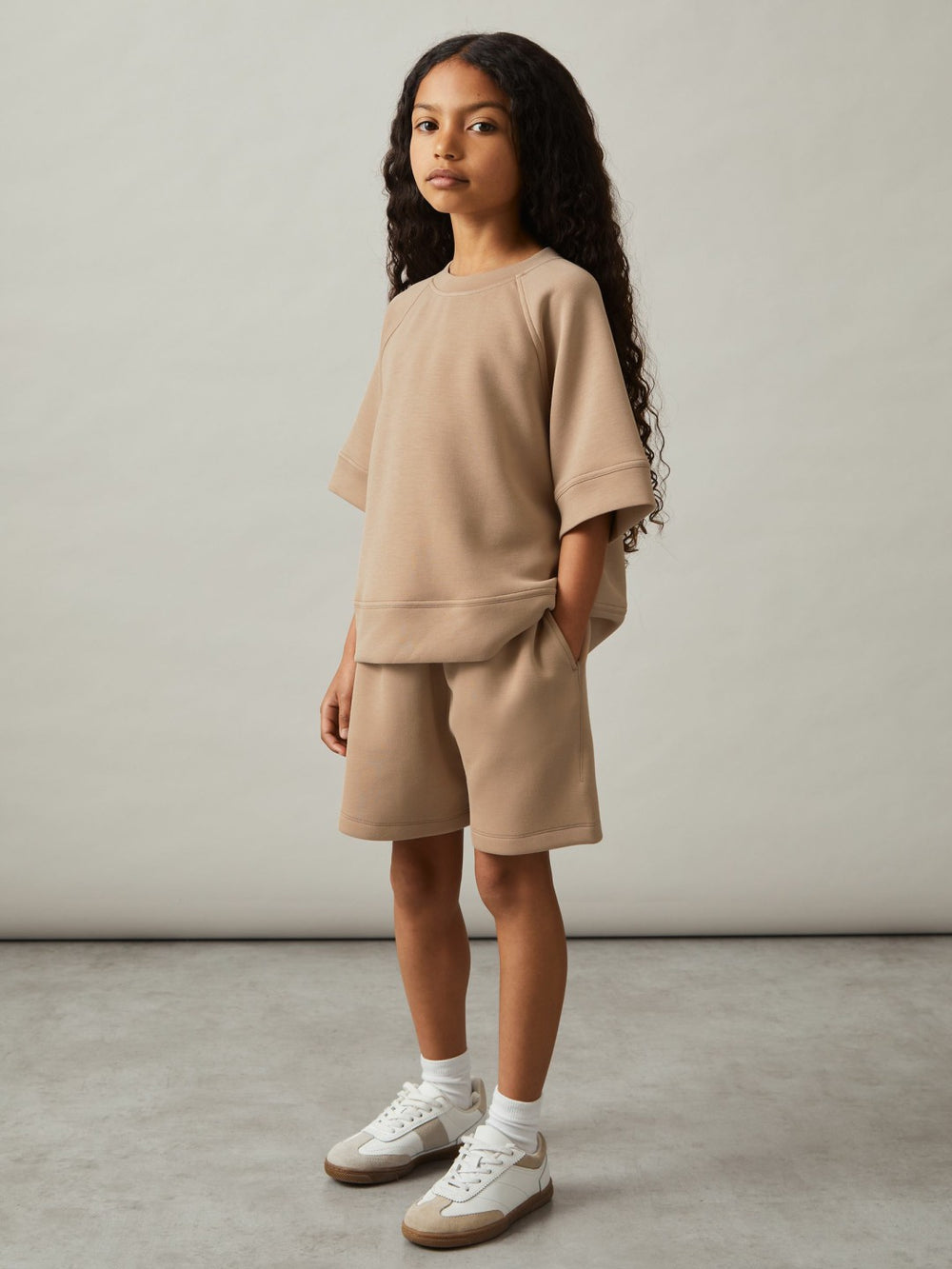 13-14 yrs Modal-Blend Sweatshirt And Shorts Set Mink | Children