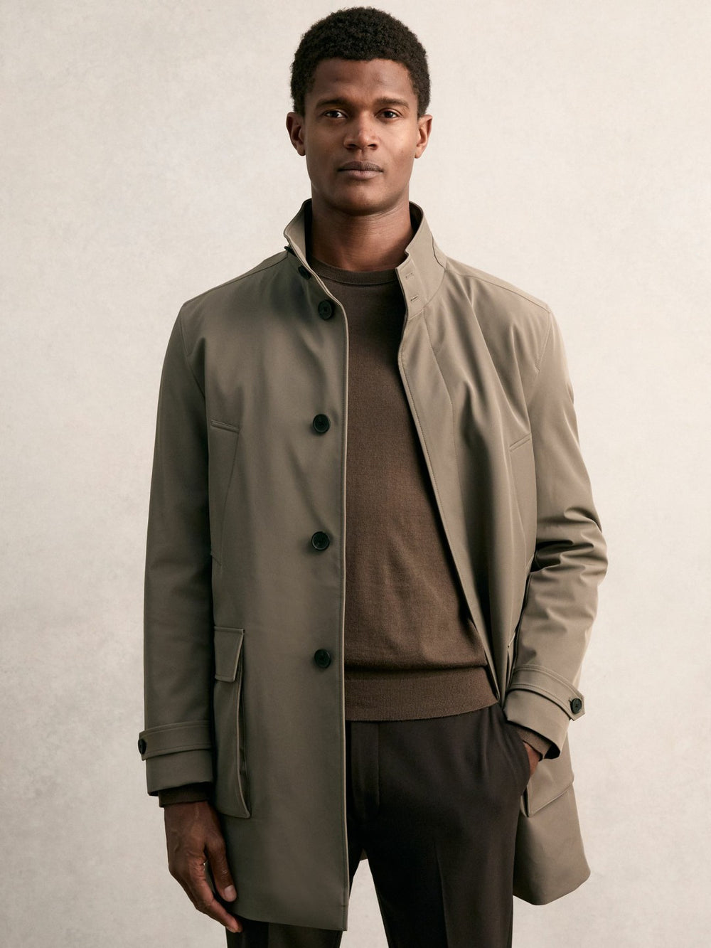 Hybrid Removable-Gilet Overcoat Mushroom Brown | Mens