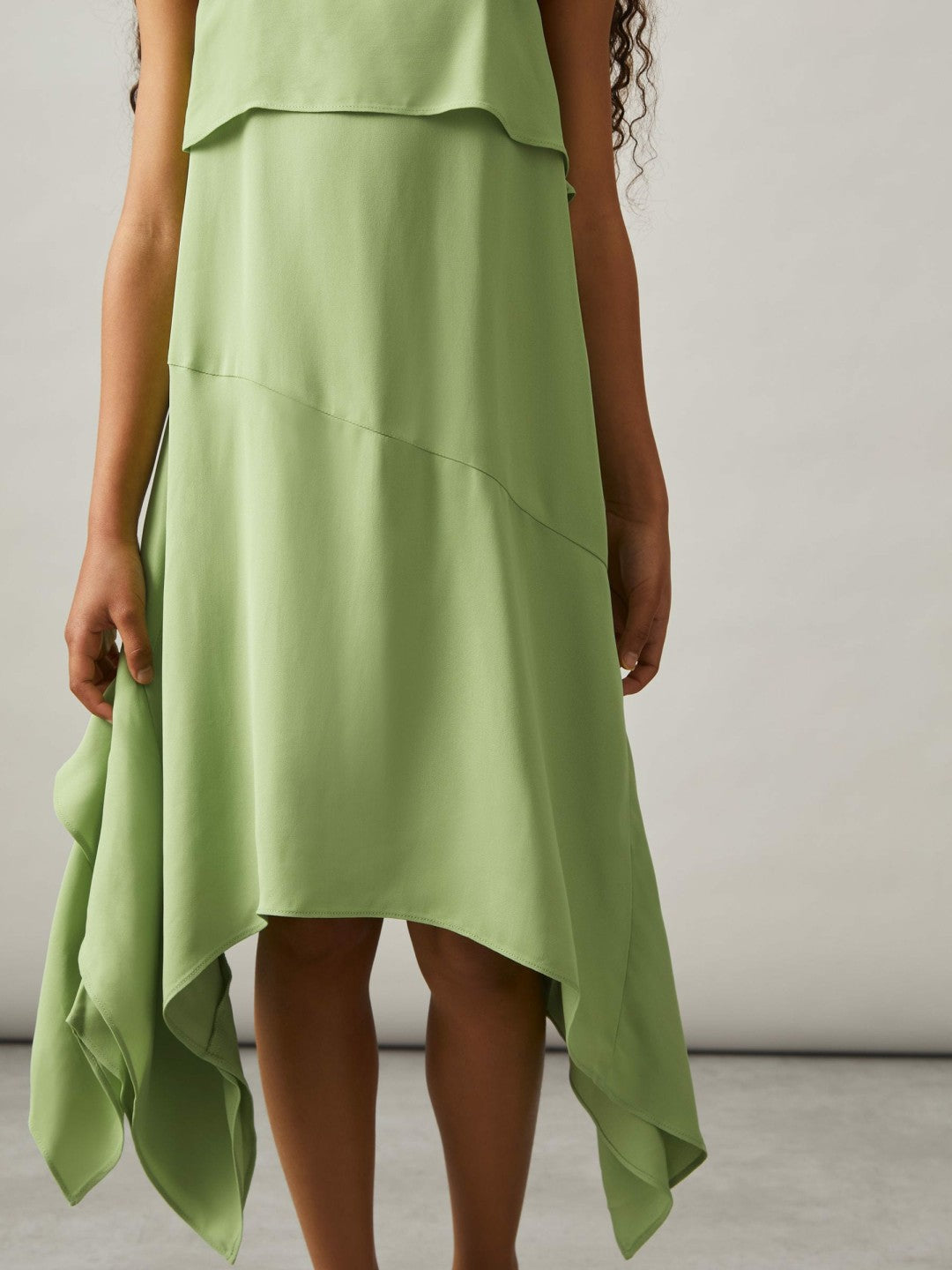 9-13 yrs Handkerchief-Hem Sleeveless Dress Green | Children