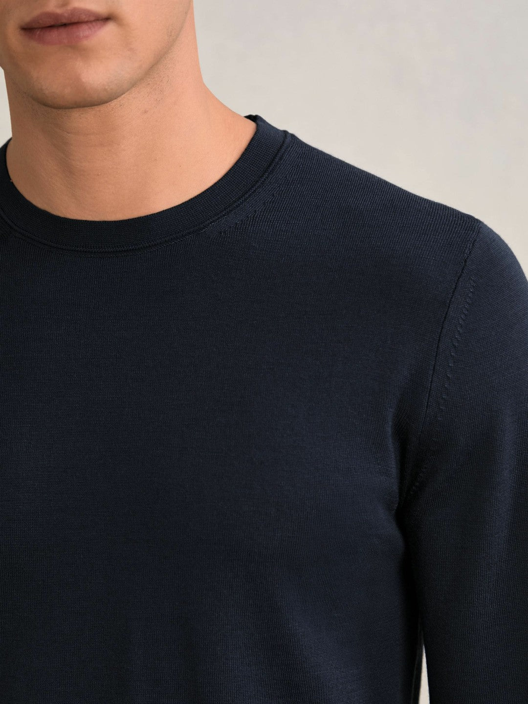 Merino Wool Crew Neck Jumper Midnight Navy | Mens
