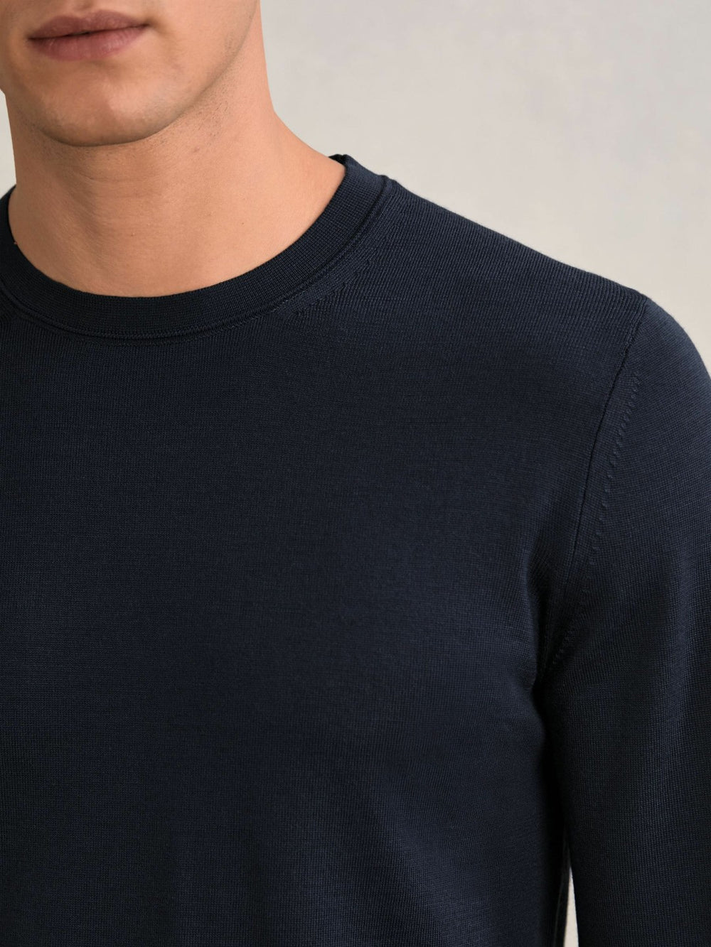 Merino Wool Crew Neck Jumper Midnight Navy | Mens