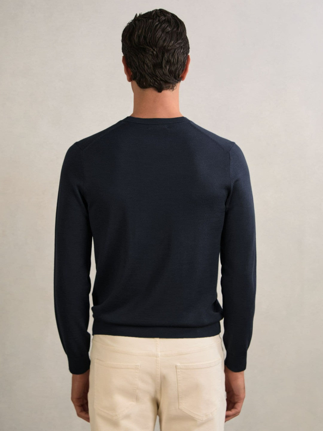 Merino Wool Crew Neck Jumper Midnight Navy | Mens