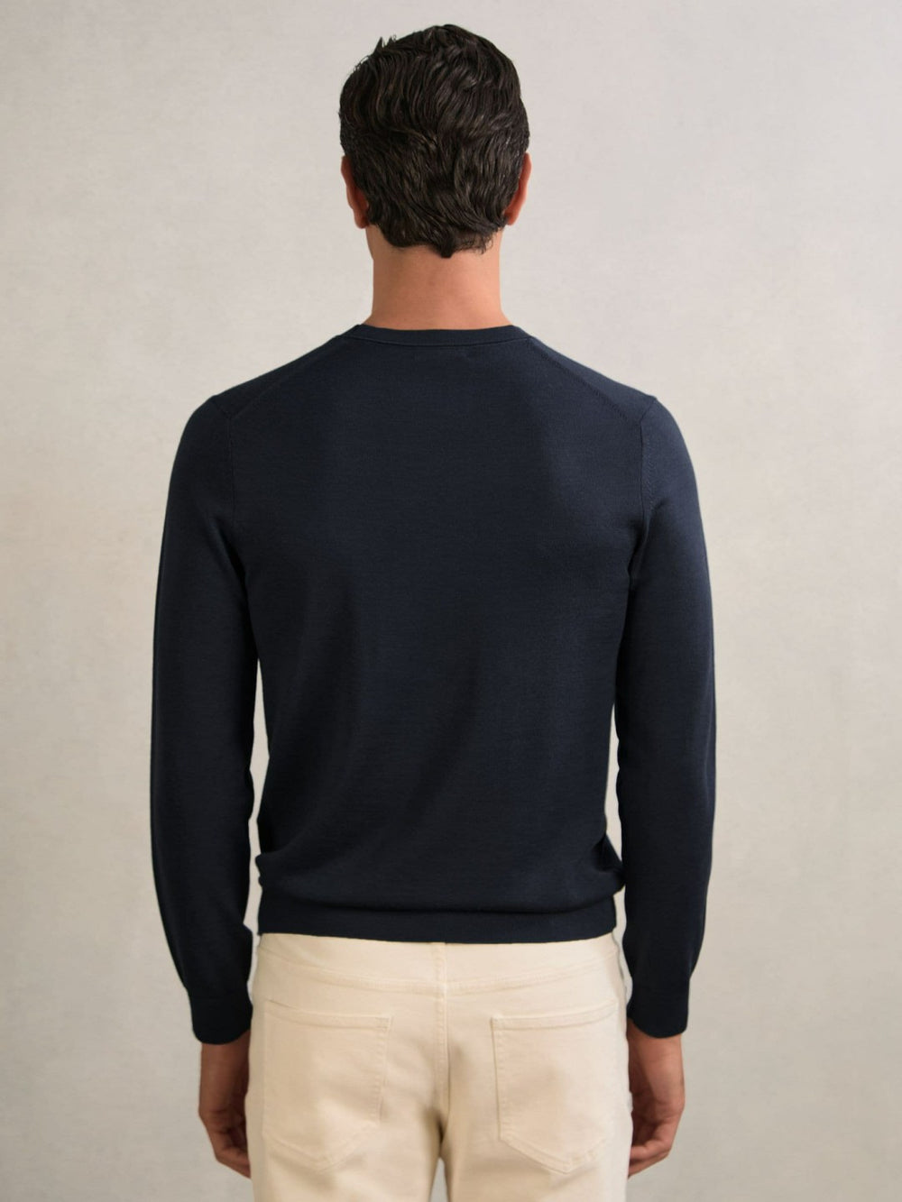 Merino Wool Crew Neck Jumper Midnight Navy | Mens