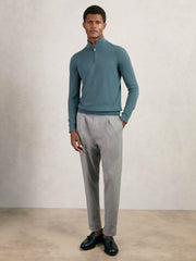 Merino Wool Half Zip Jumper Orion Blue | Mens