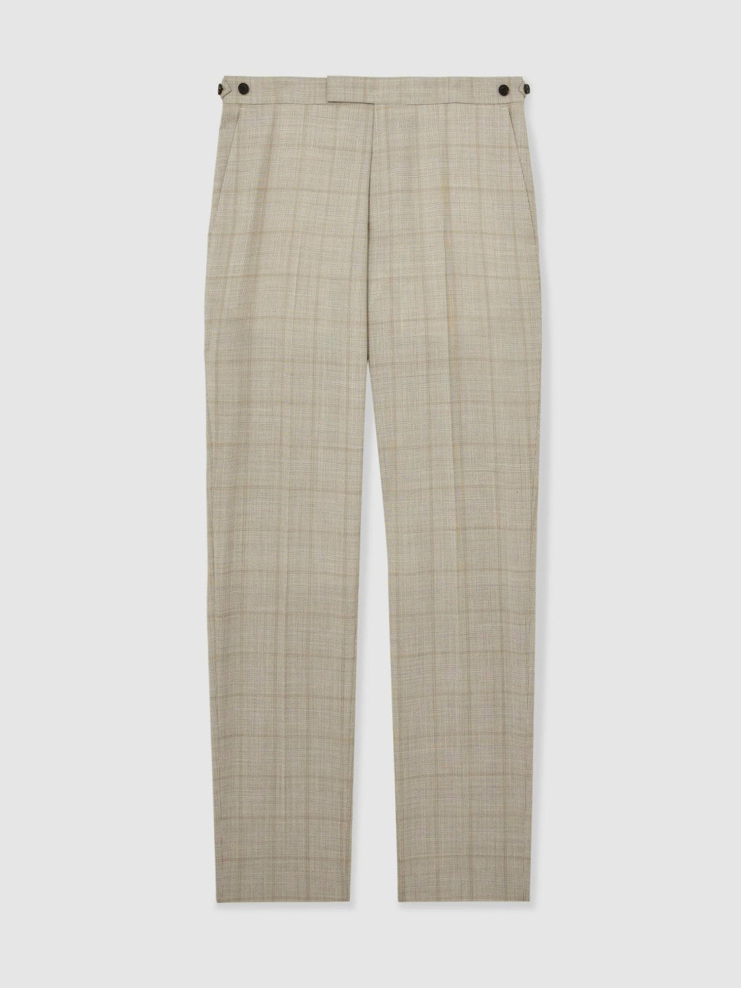 Slim-Fit Wool Check Suit Trousers Oatmeal Brown | Mens