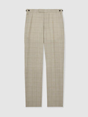 Slim-Fit Wool Check Suit Trousers Oatmeal Brown | Mens