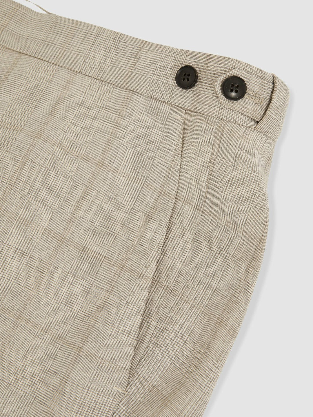 Slim-Fit Wool Check Suit Trousers Oatmeal Brown | Mens