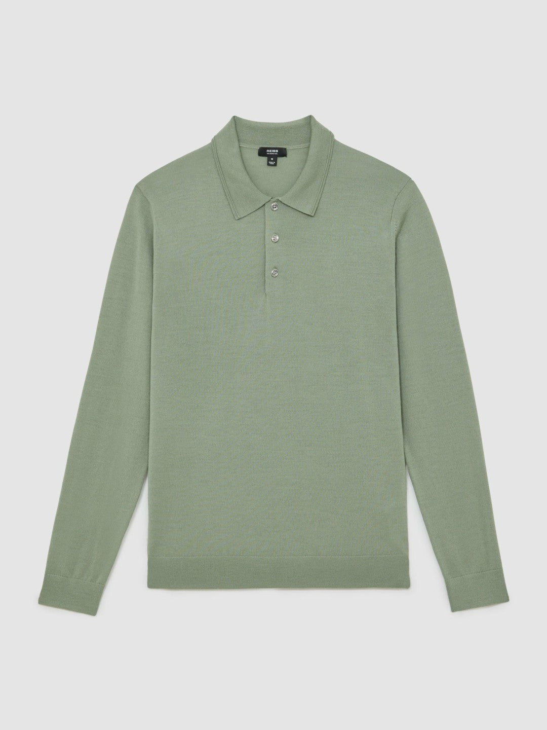 Merino Wool Long-Sleeve Polo Shirt Harper Green | Mens