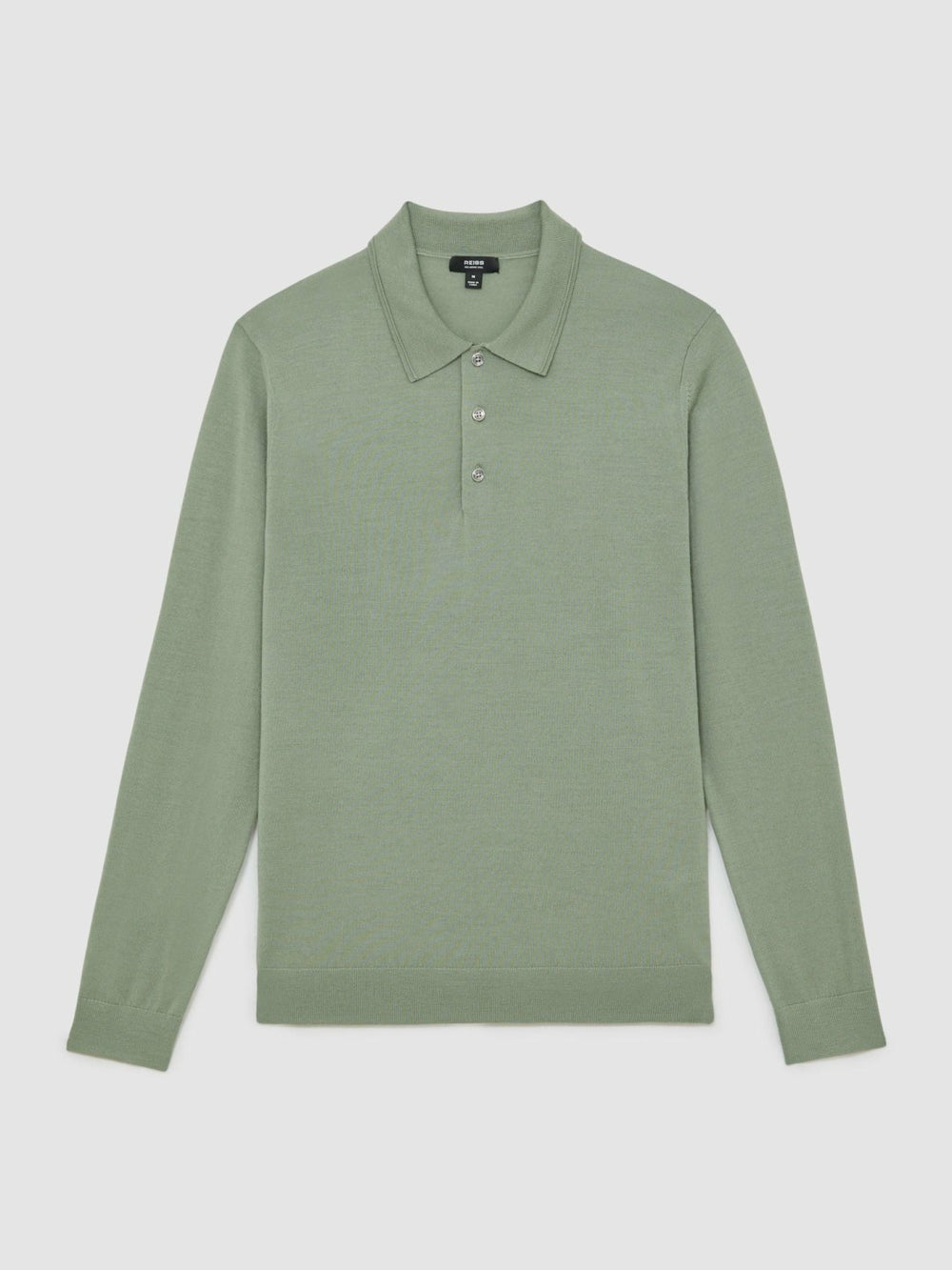 Merino Wool Long-Sleeve Polo Shirt Harper Green | Mens