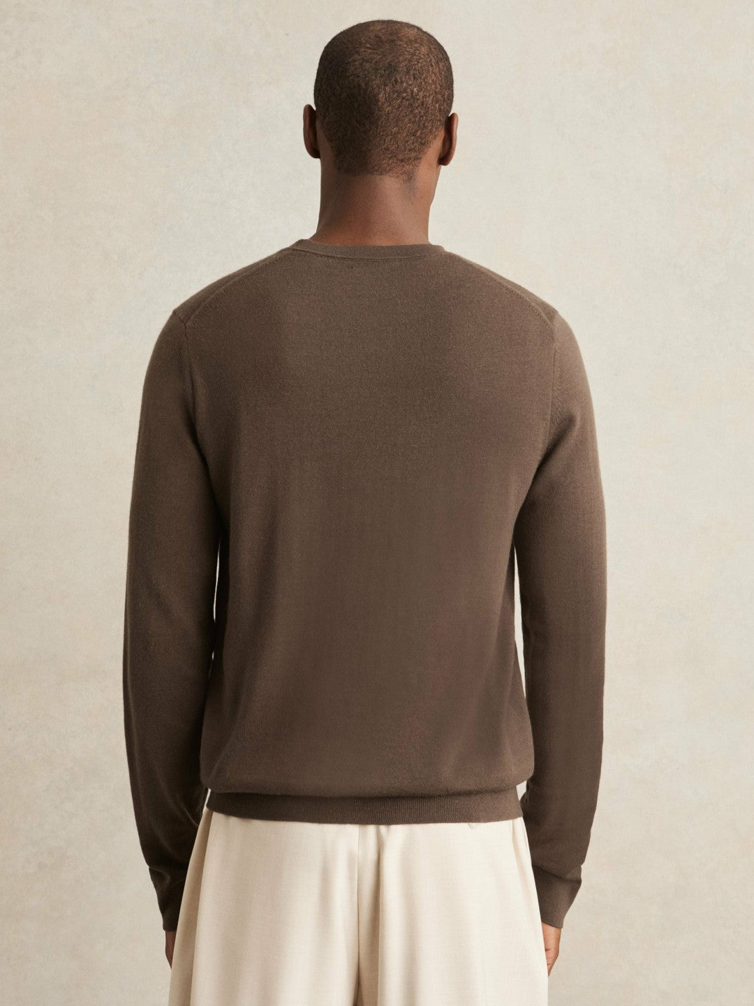 Merino-Wool Crew-Neck Jumper Chocolate Brown | Mens