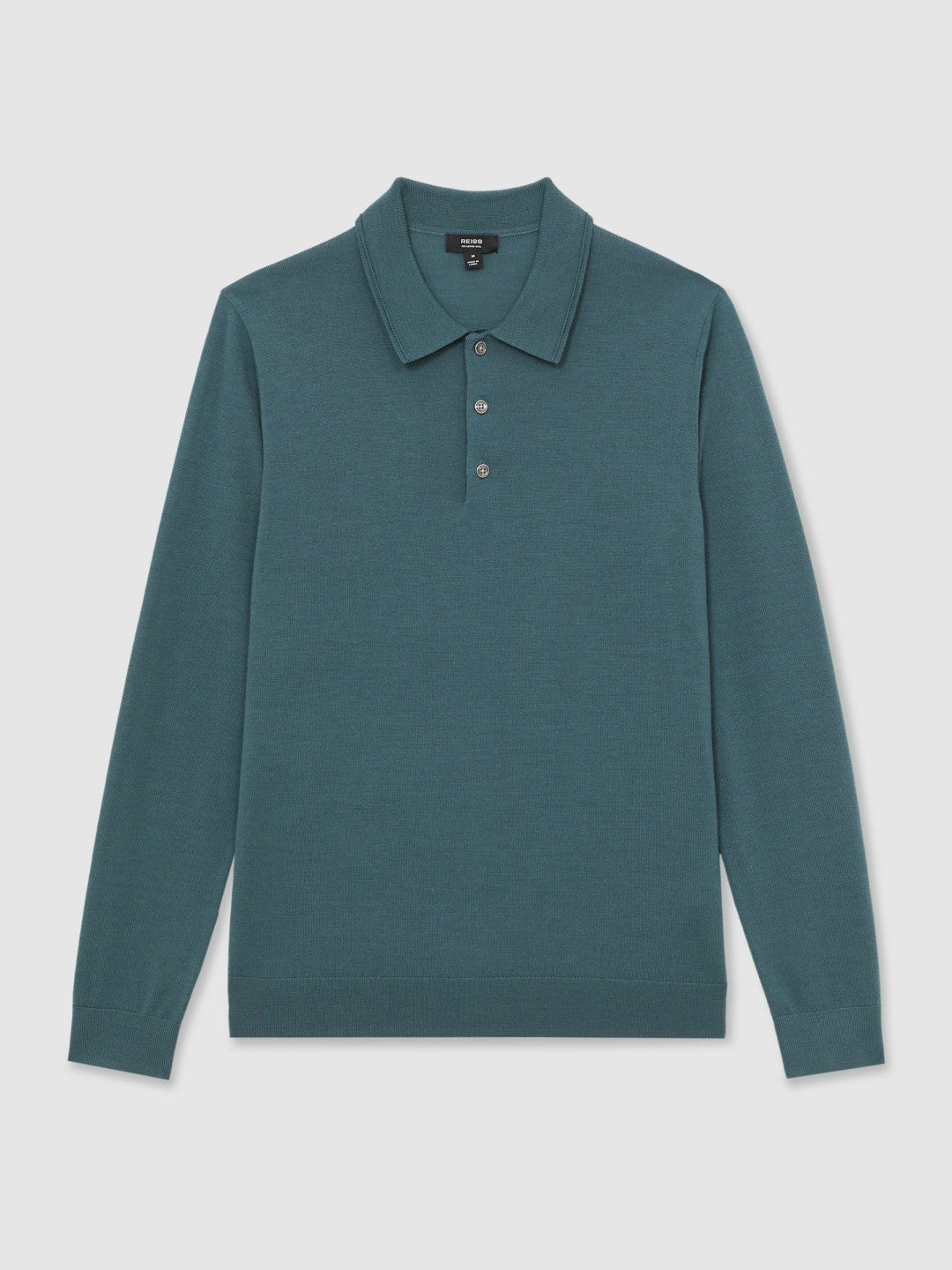 Merino Wool Long-Sleeve Polo Shirt Orion Blue | Mens