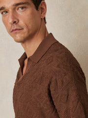 Jacquard Loop-Stitch Polo Shirt Tobacco | Mens