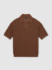 Jacquard Loop-Stitch Polo Shirt Tobacco | Mens