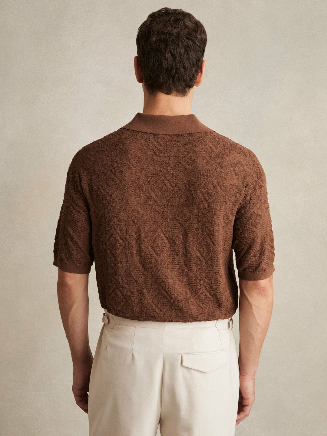 Jacquard Loop-Stitch Polo Shirt Tobacco | Mens