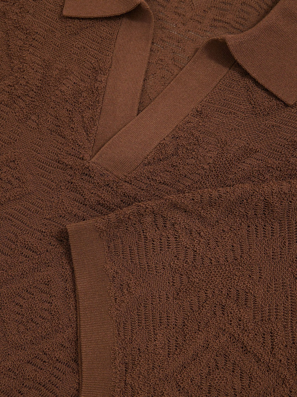 Jacquard Loop-Stitch Polo Shirt Tobacco | Mens