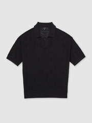 Jacquard Loop-Stitch Polo Shirt Navy | Mens