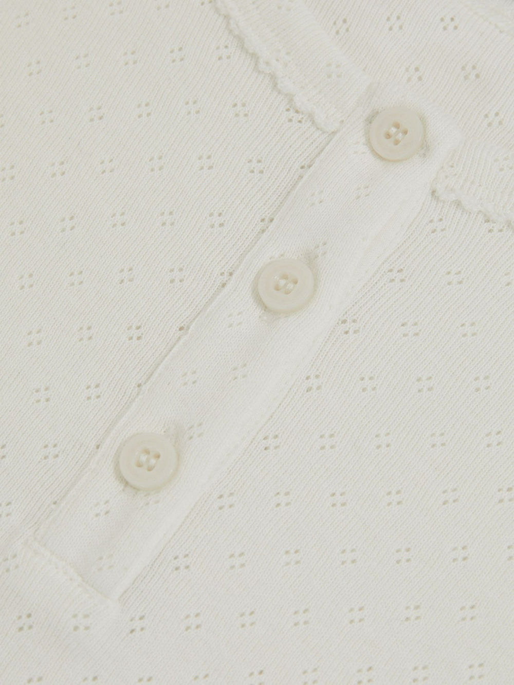 3-9 yrs Cotton Pointelle Button T-Shirt Ivory | Children