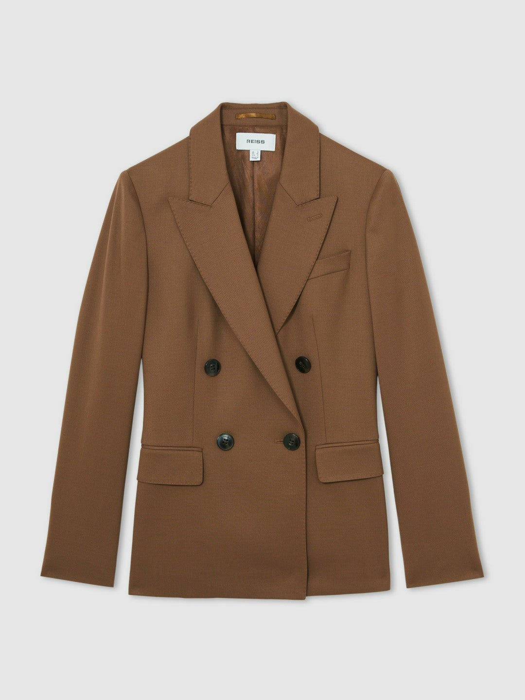 Petite Wool-Blend Double-Breasted Suit Blazer Tan | Womens