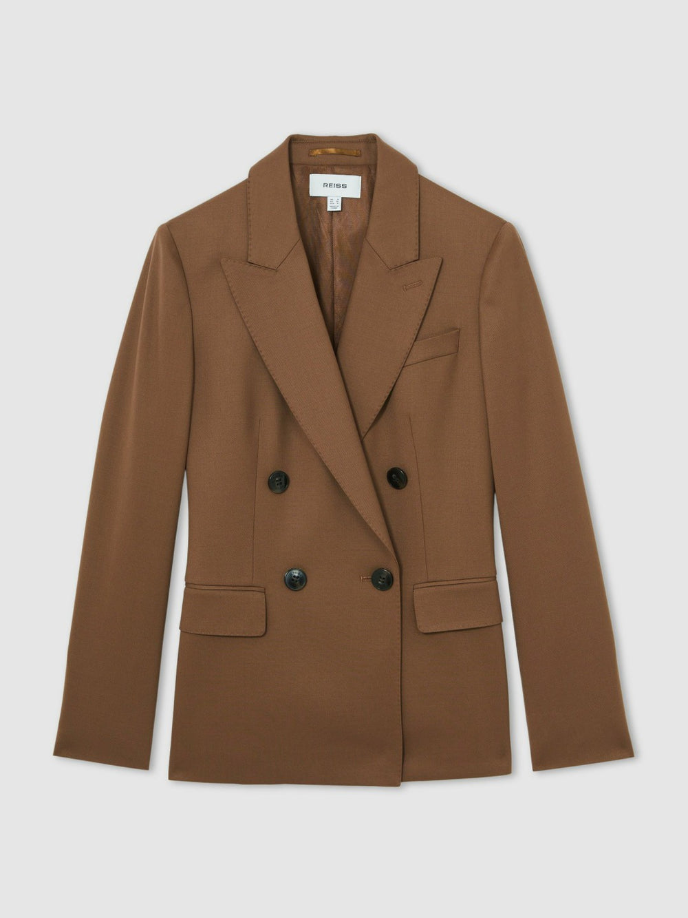 Petite Wool-Blend Double-Breasted Suit Blazer Tan | Womens